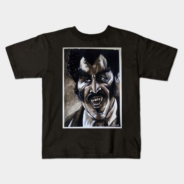 Blacula "Barbarity" portrait (original) Kids T-Shirt by StagArtStudios